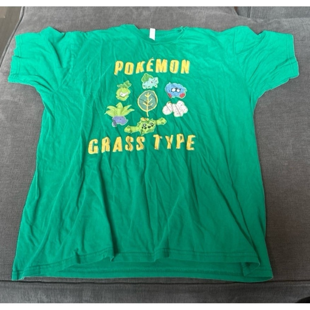 Pokemon‎ Grass Type Graphic T-Shirt Green Large Zuni Sportswear